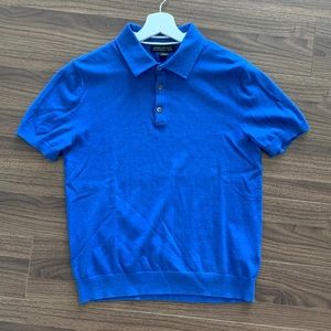 Banana republic blue knit polo sweater. Men’s XS. Cotton cashmere blend.